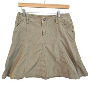 Kuhl Splash A-Line Mini Cargo khaki Skirt Canvas outdoors leisure, Size 6